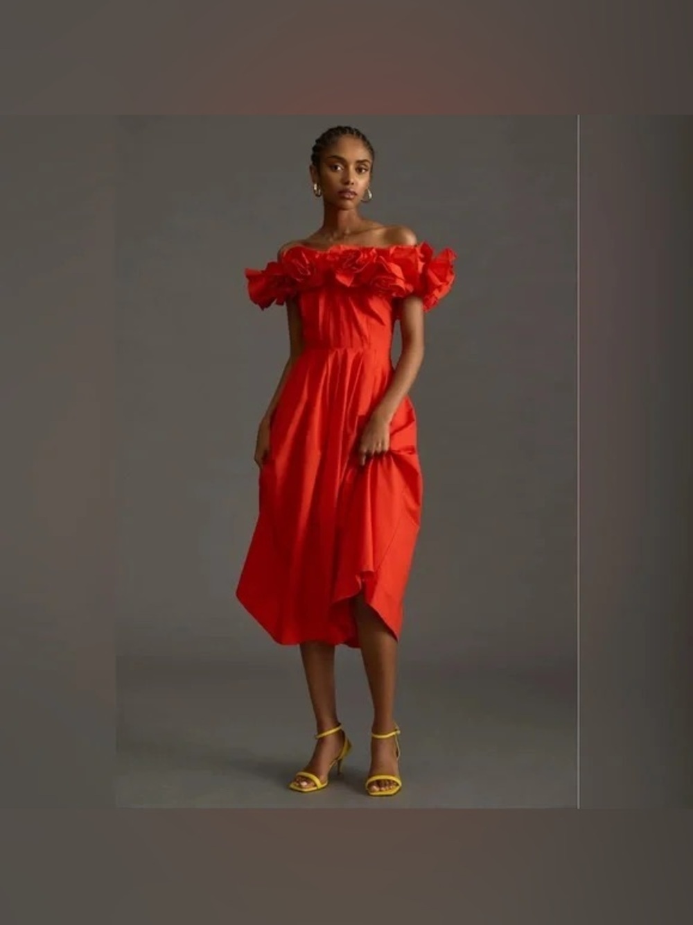 NWT Anthropologie The Corina Ruffled Dress by Maeve in Red size M - Picture 7 of 16
